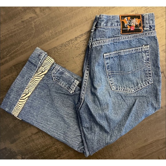 Jalate Vintage 90's Capri Crop Jeans Zebra Print Trim - Sz 7/8 Juniors - Picture 1 of 13